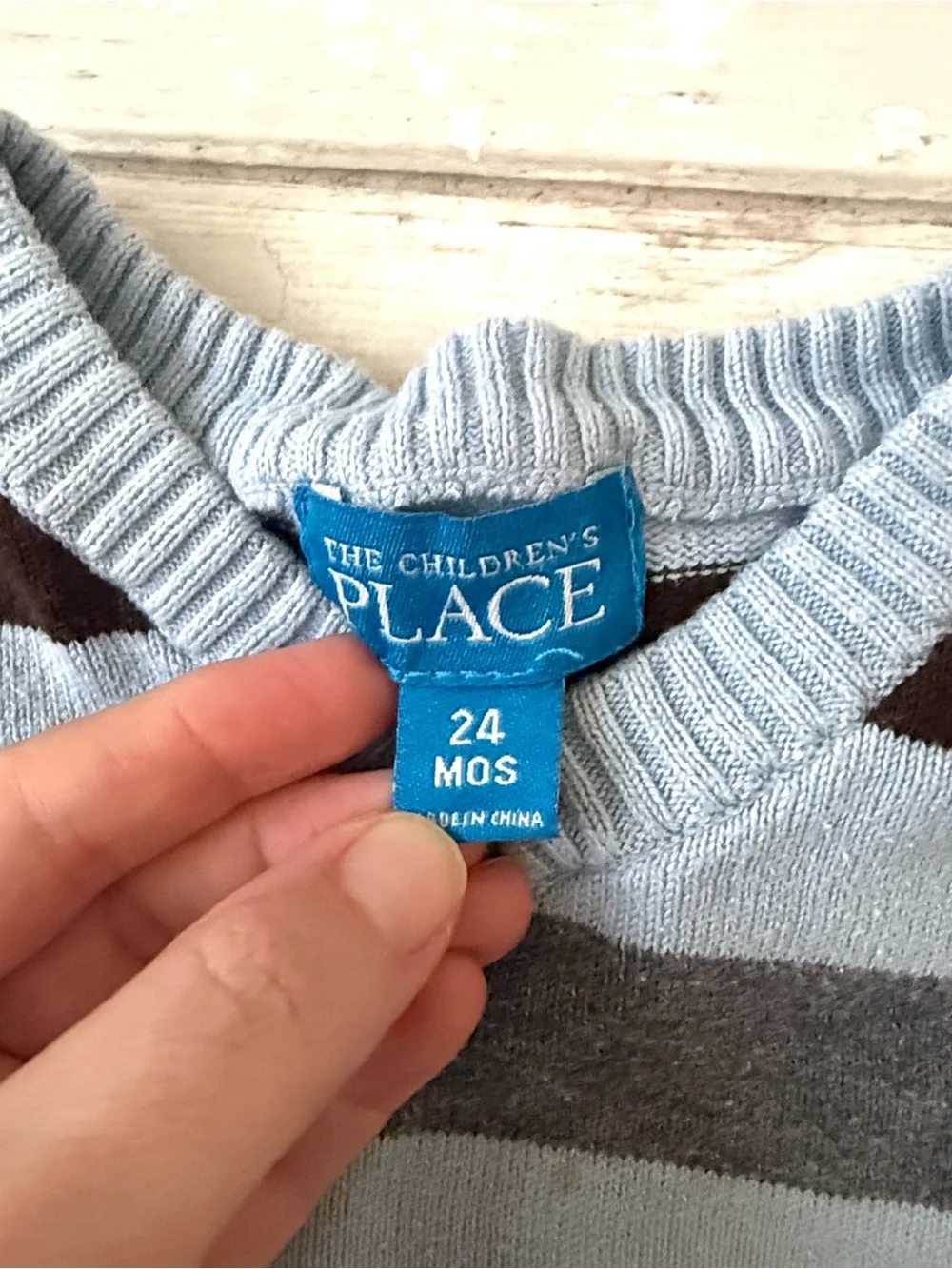 The Children’s Place 24m Boys Pullover Knit Sweater Blue Gray Rugby Stripes